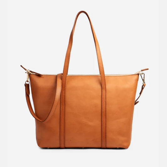 Women’s Classic Leather Tote Bag with Multi-Compartment Storage