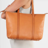 Women’s Classic Leather Tote Bag with Multi-Compartment Storage
