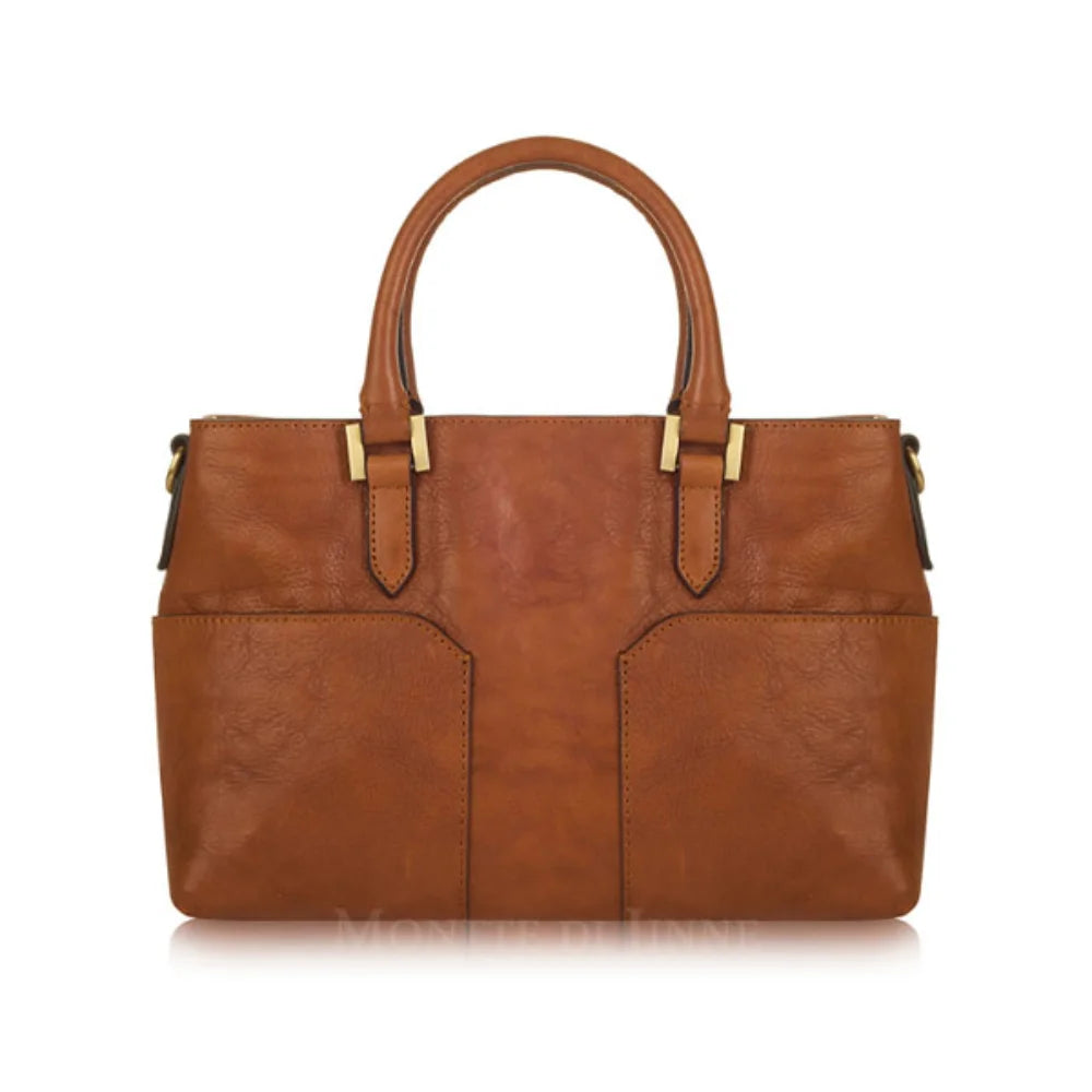 Womens Chocolate Brown Italian Leather Handbag