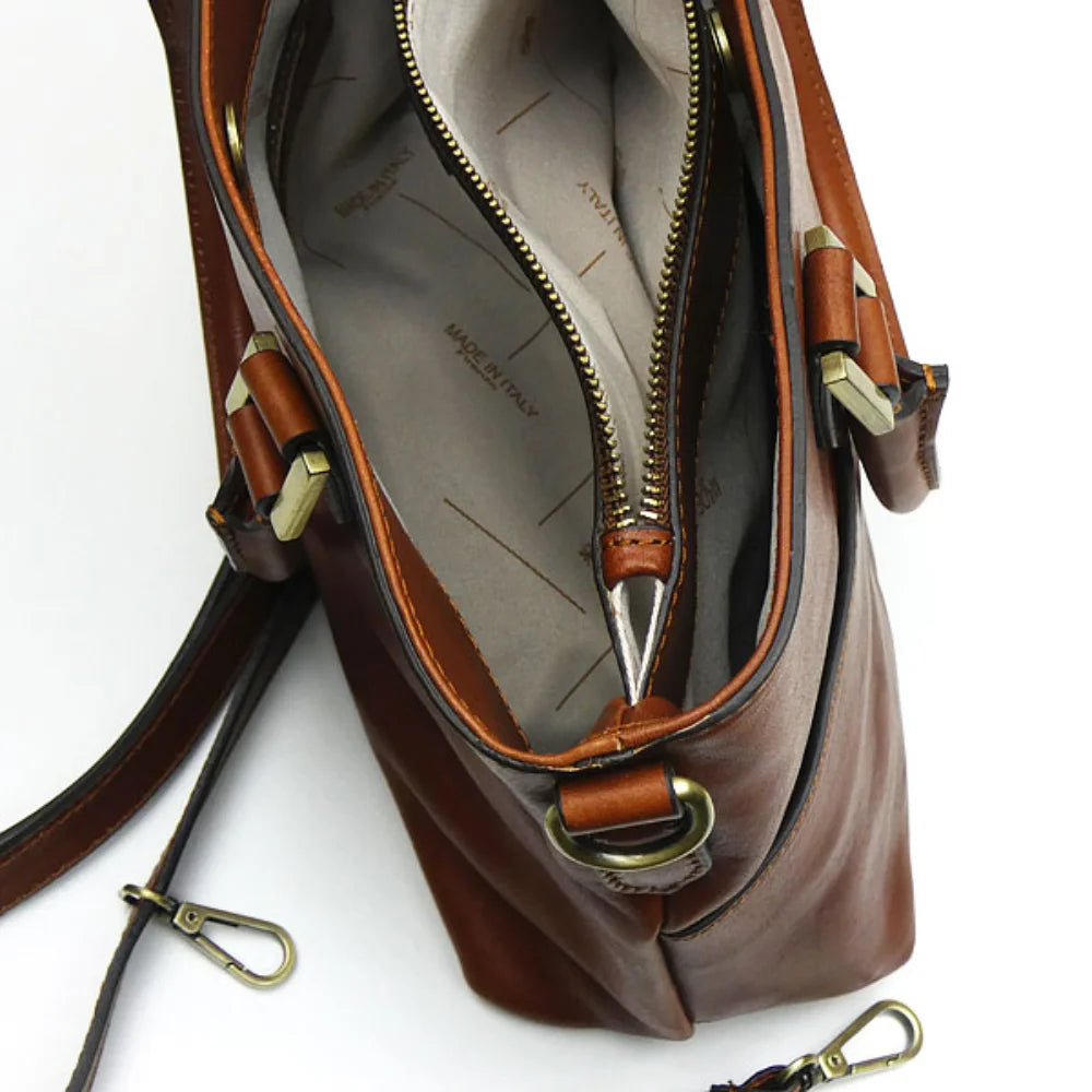 Womens Chocolate Brown Italian Leather Handbag