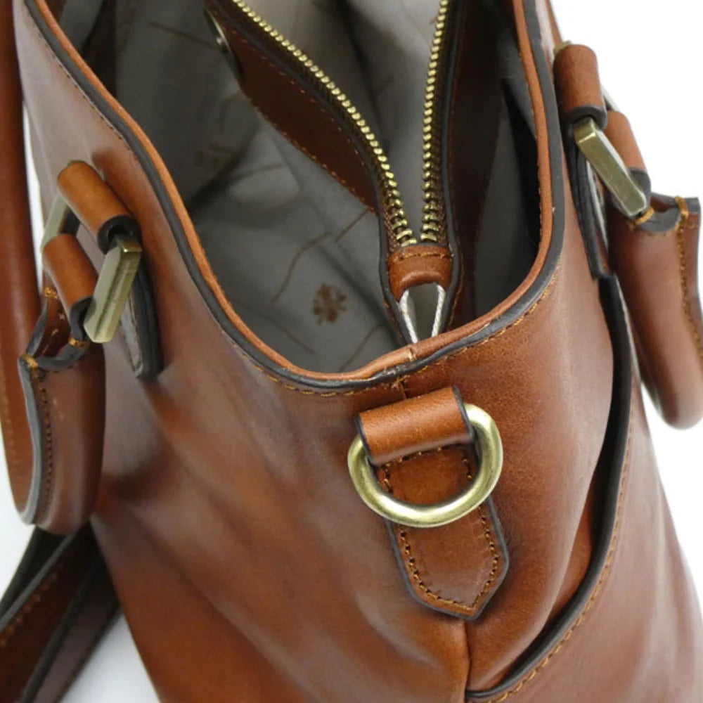 Womens Chocolate Brown Italian Leather Handbag