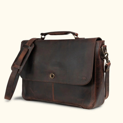 Full-Grain Leather Laptop Messenger Bag – Vintage Style