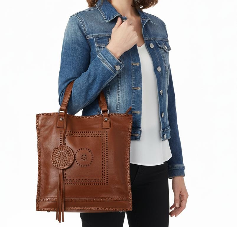 Handcrafted Whipstitch Leather Shoulder Bag