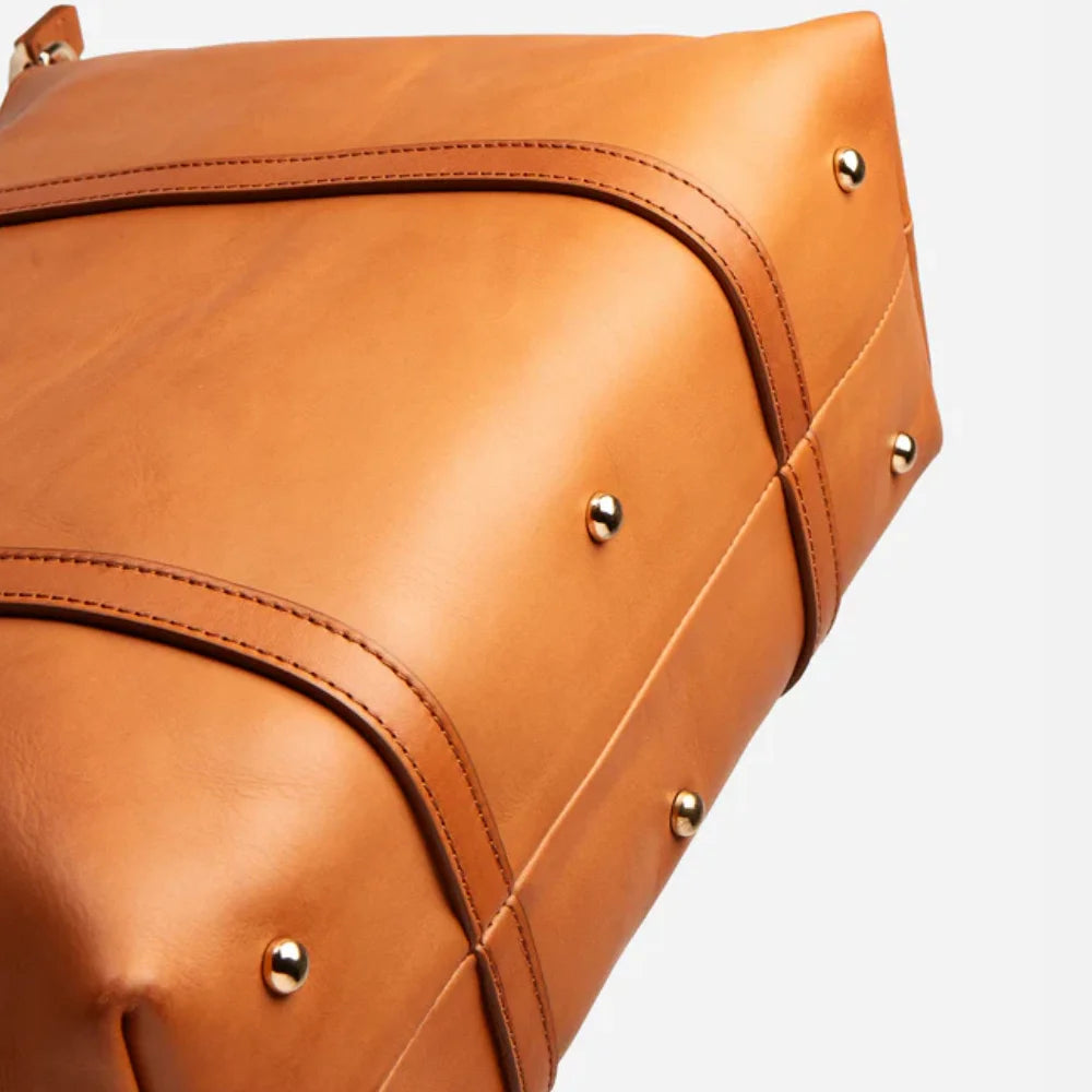 Women’s Classic Leather Tote Bag with Multi-Compartment Storage