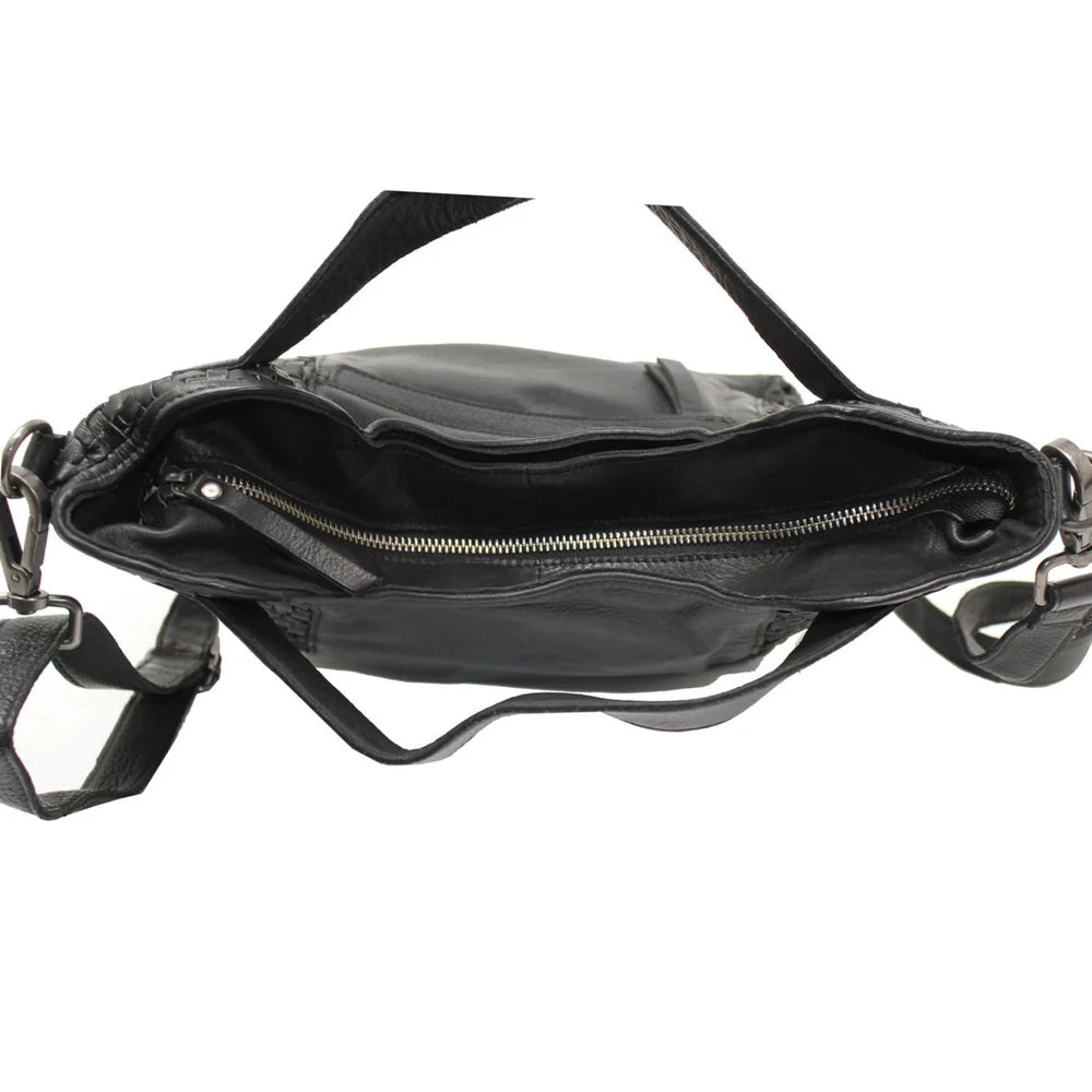 Handcrafted Leather Tote with Woven Accents