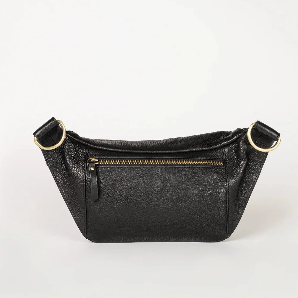 Womens Black Leather Bum Bag