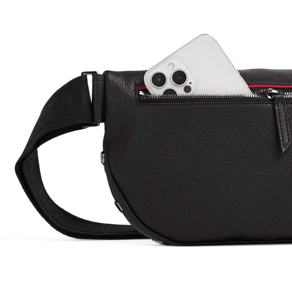 Fanny Pack Black Leather Belt Bag