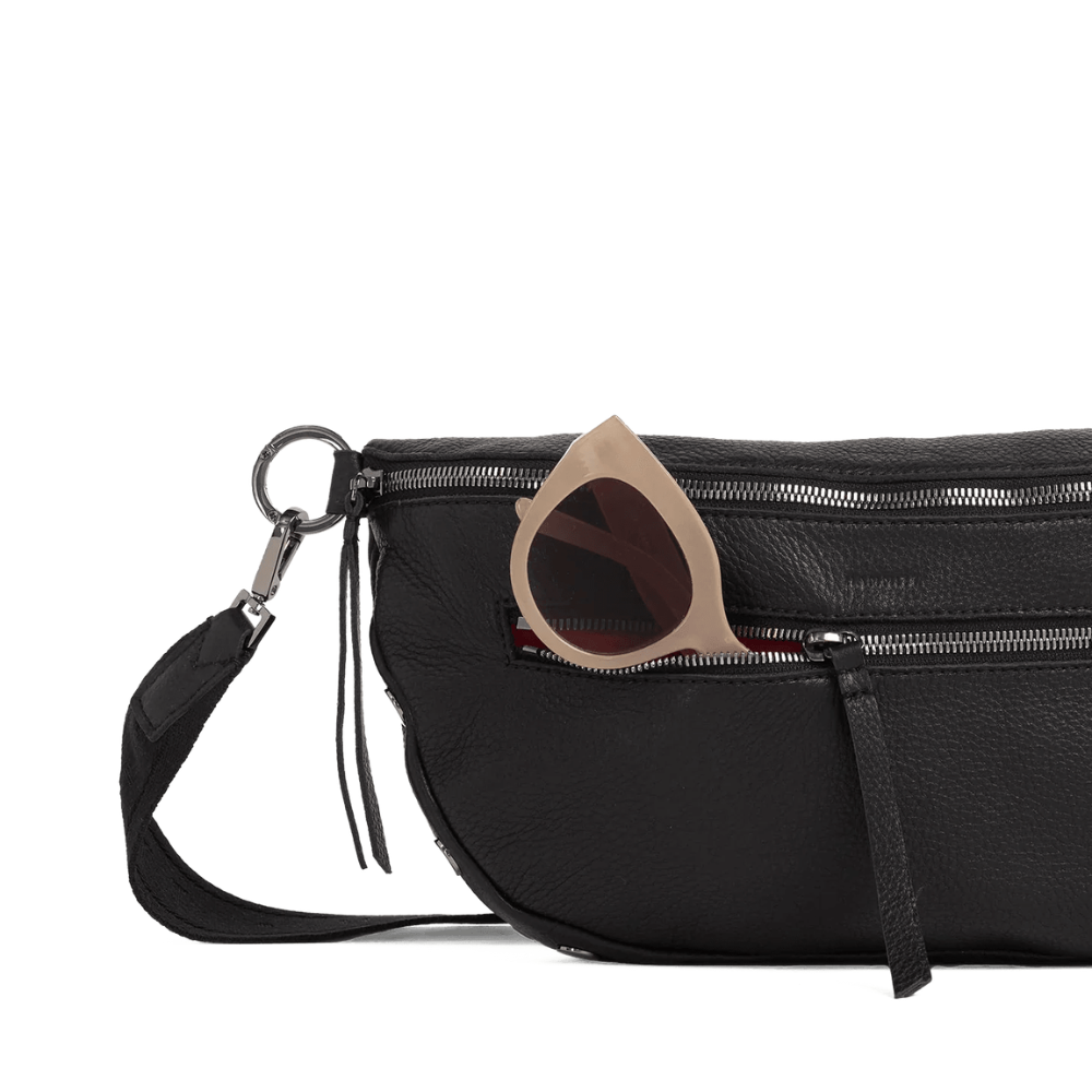 Fanny Pack Black Leather Belt Bag