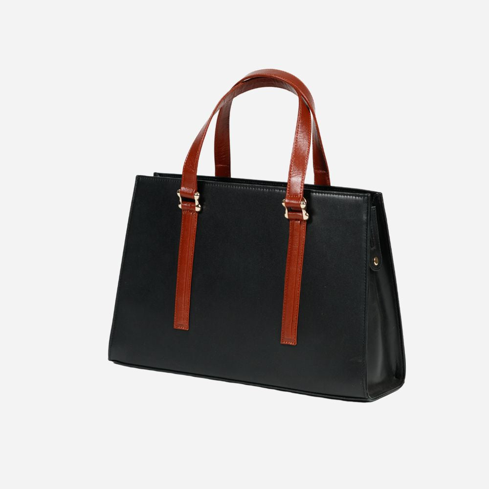 Women's Black Leather Tote Purse