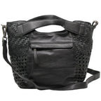 Handcrafted Leather Tote with Woven Accents