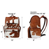 Brown & White Hair-On Cowhide Leather Rucksack Backpack