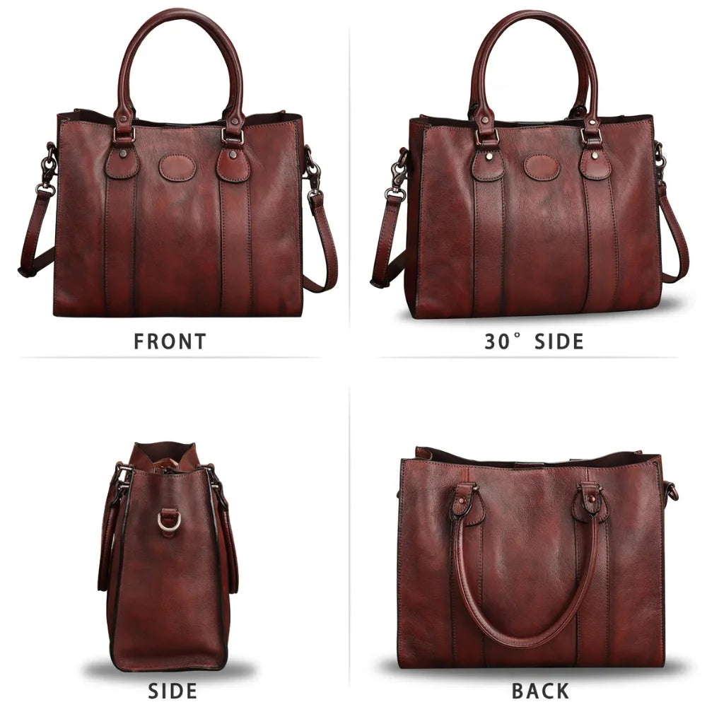 Womens Real Leather Vintage Brown Crossbody Handbag