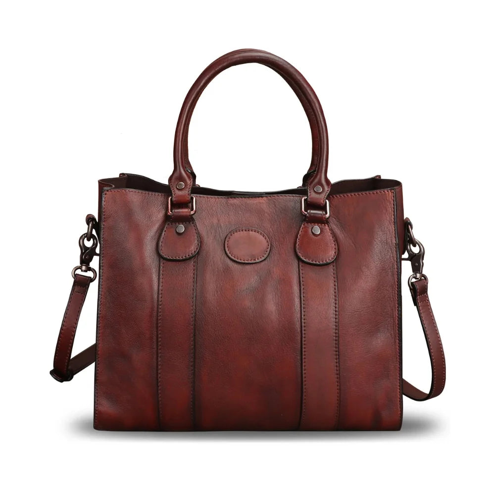 Womens Real Leather Brown Crossbody Satchel Tote Bag