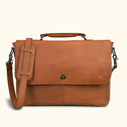 Pioneer Full-Grain Leather Messenger – Rustic Brown