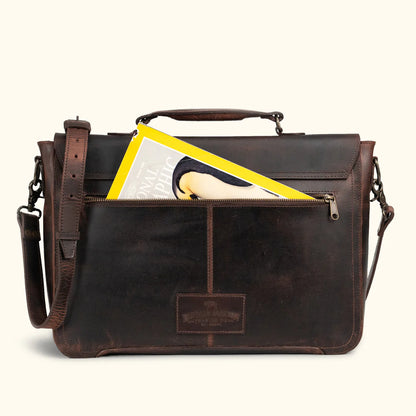 Full-Grain Leather Laptop Messenger Bag – Vintage Style