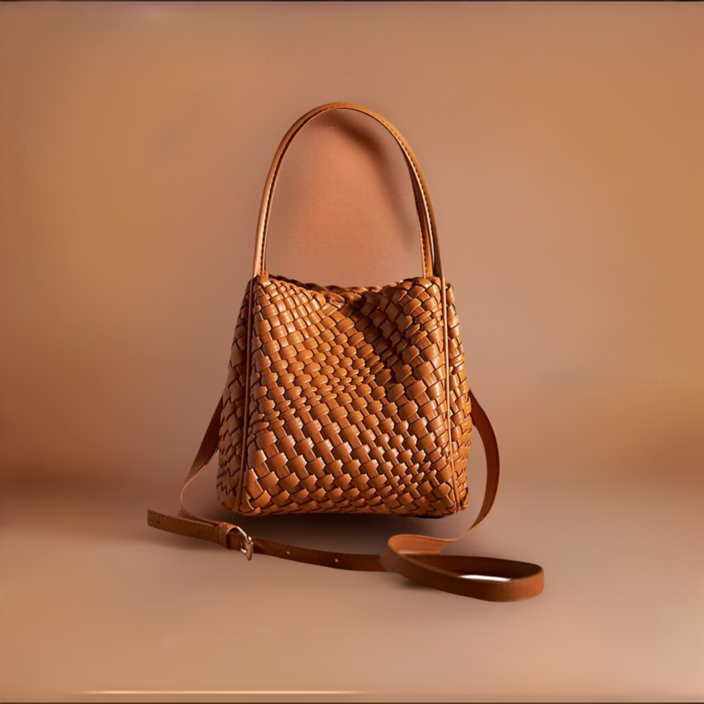 Stylish Brown Woven Tote Bag Womens