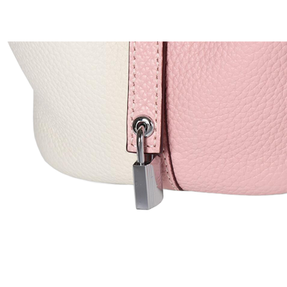 Womens White & Pink Leather Tote Bag