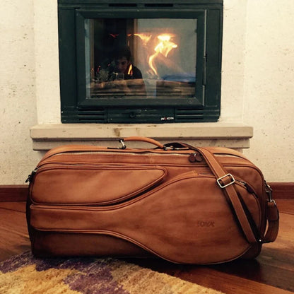 Brown Leather Tennis Bag For Unisex