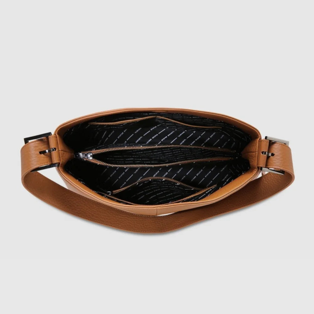 Womens Camel Brown Luxury Leather Shoulder Tote - Contemporary Everyday Tote