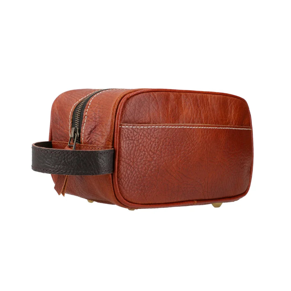 Brown Leather Toiletry Bag - Leather Travel Organizer Bag
