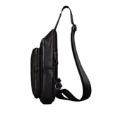 Mens Black Real Leather Sling Bag