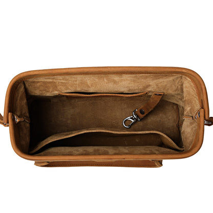 Tumbled Full-Grain Leather Handheld + Crossbody Purse