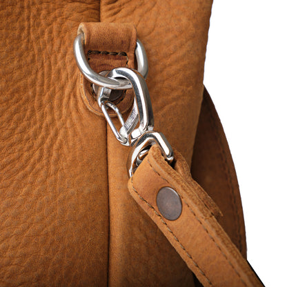 Tumbled Full-Grain Leather Handheld + Crossbody Purse