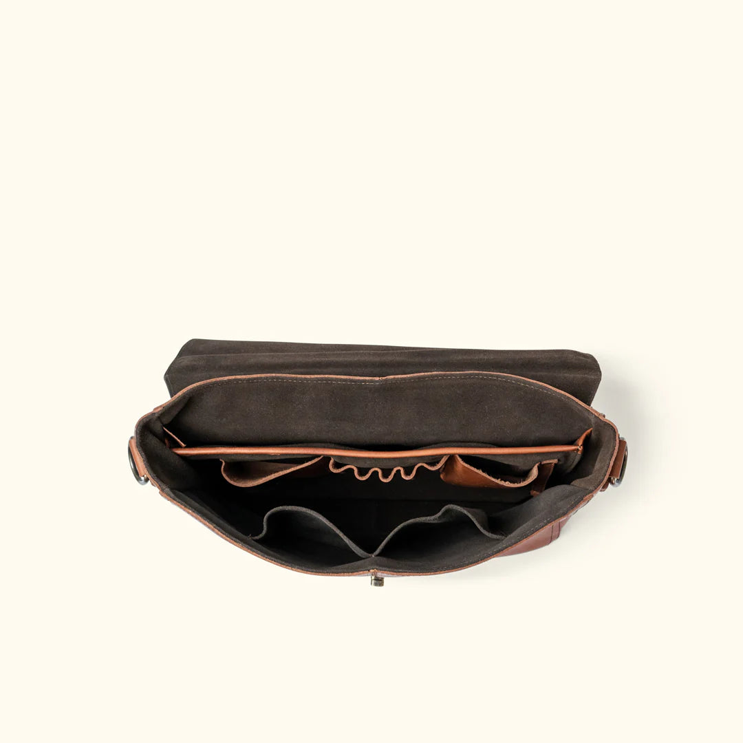 Premium Full-Grain Leather Messenger Bag – Dark Brown