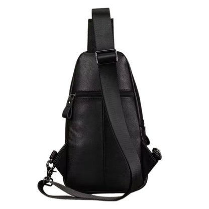 Mens Black Leather Chest Sling Bag
