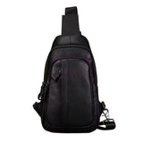 Mens Black Real Leather Sling Bag