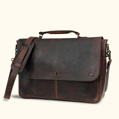 Full-Grain Leather Laptop Messenger Bag – Vintage Style