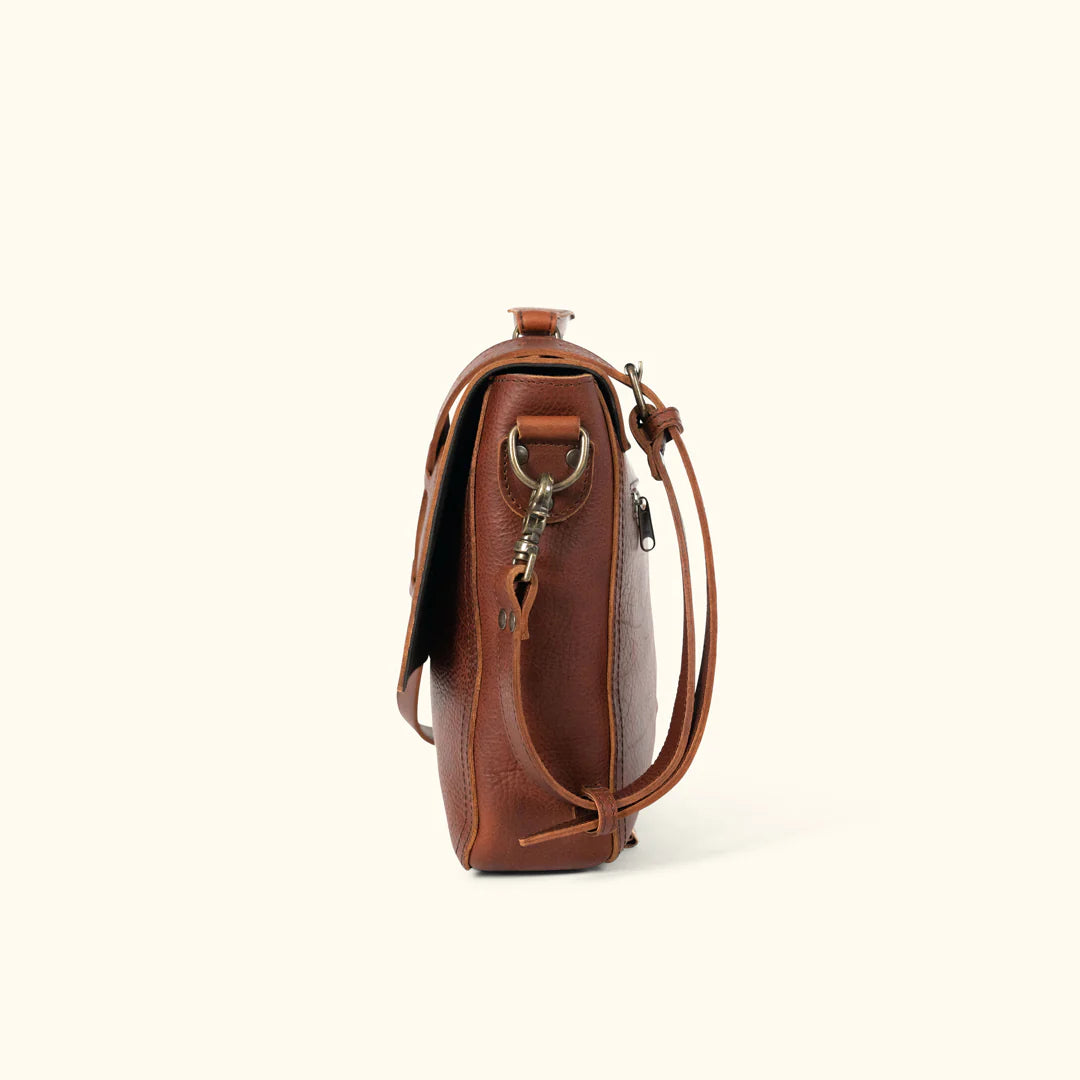 Full Grain Bison Leather Messenger Bag – Brown