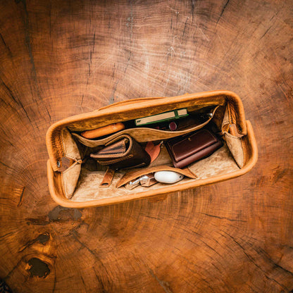 Tumbled Full-Grain Leather Handheld + Crossbody Purse
