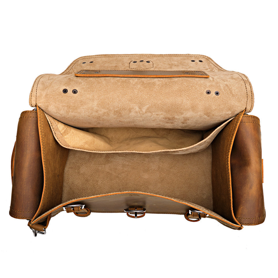 Premium Full-Grain Leather Travel Duffel with Side & Hidden Pockets