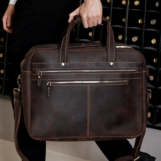 Heritage Leather 17″ Laptop Briefcase & Work Bag