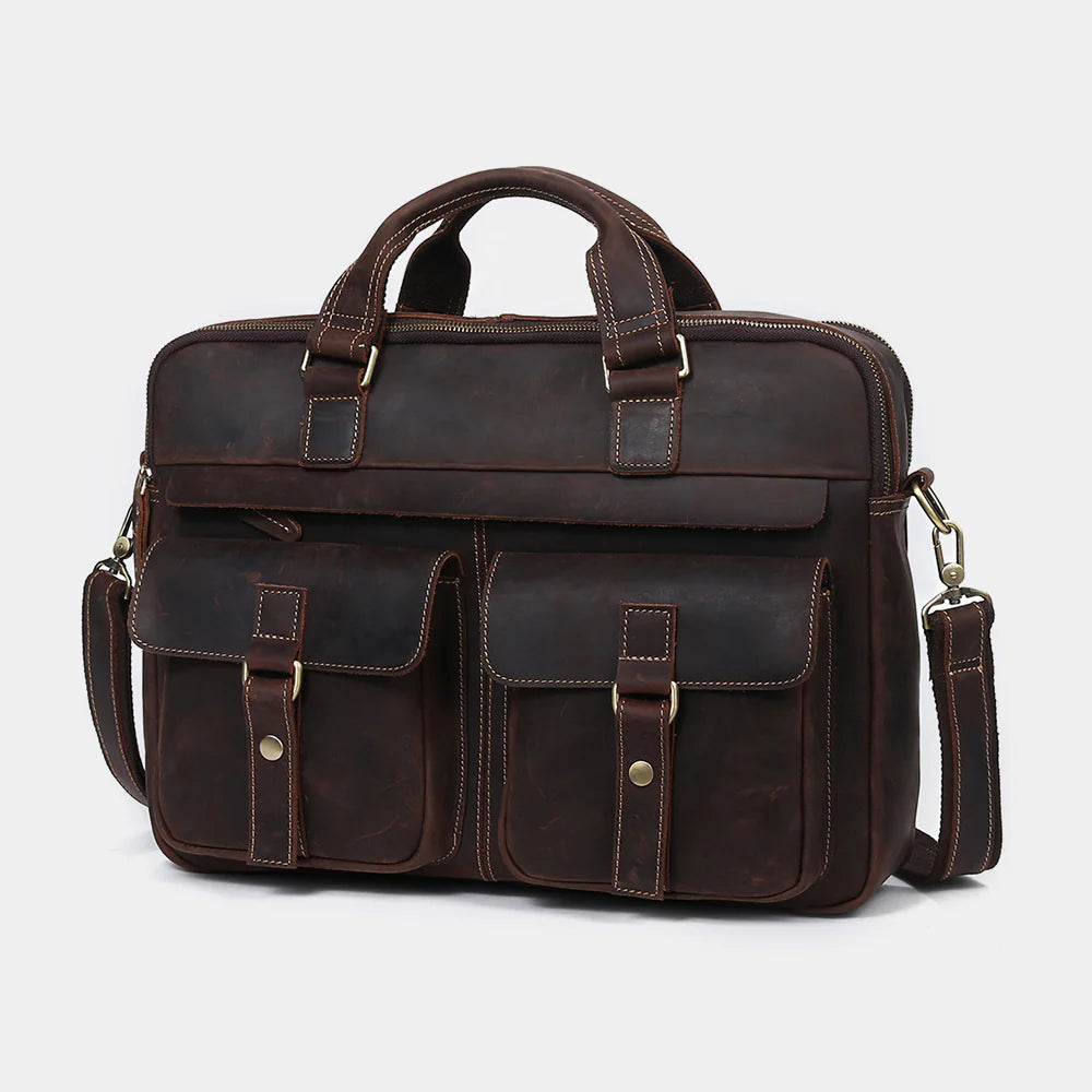 Heritage 17″ Full-Grain Leather Laptop Briefcase