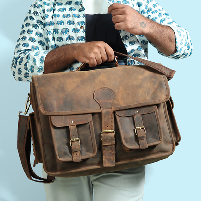 Vintage Explorer Leather Messenger Satchel