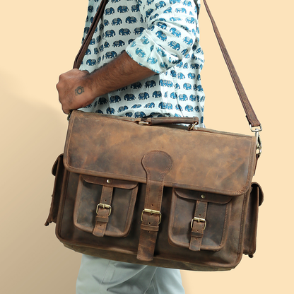 Vintage Explorer Leather Messenger Satchel