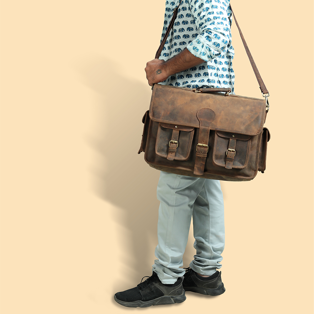 Vintage Explorer Leather Messenger Satchel