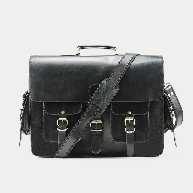 Black Grain Messenger & Laptop Briefcase