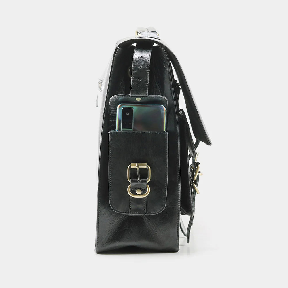 Black Grain Messenger & Laptop Briefcase
