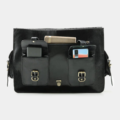 Black Grain Messenger & Laptop Briefcase