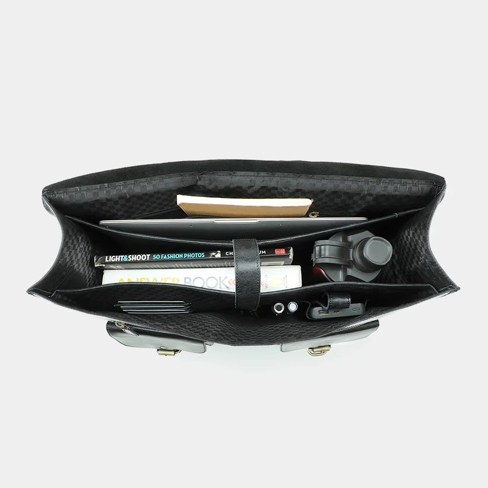 Black Grain Messenger & Laptop Briefcase
