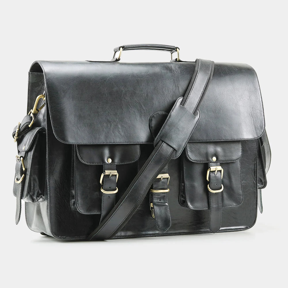 Black Grain Messenger & Laptop Briefcase