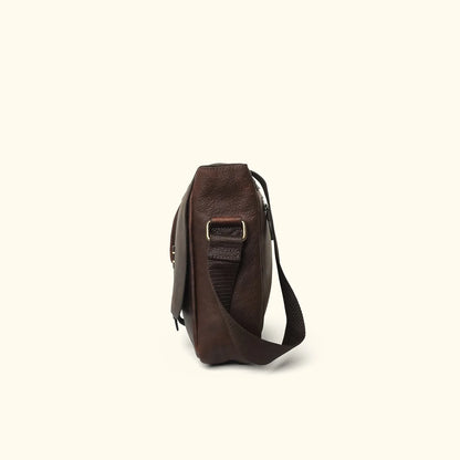 Premium Full-Grain Leather Messenger Bag – Dark Brown