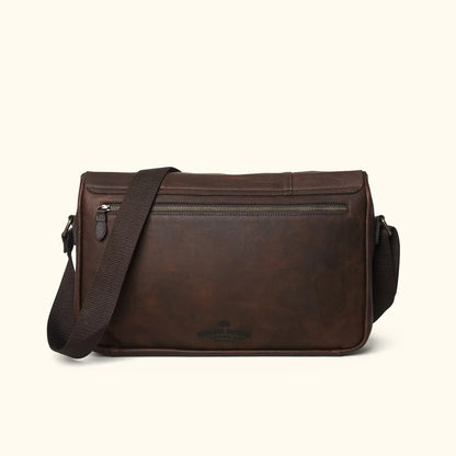 Premium Full-Grain Leather Messenger Bag – Dark Brown