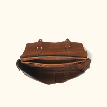 Premium Full-Grain Leather Messenger Bag – Dark Brown