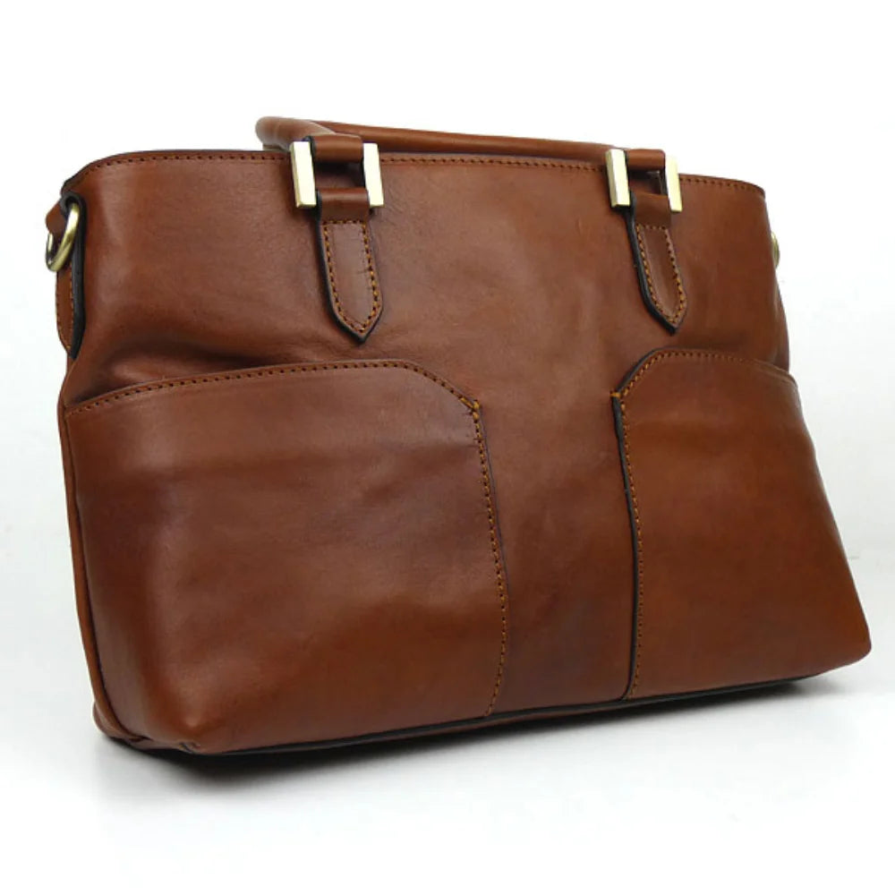 Womens Chocolate Brown Italian Leather Handbag
