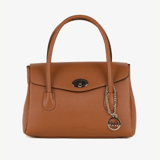 Luxe Crinkled Calf Leather Womens Brown Handbag