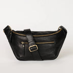 Womens Black Leather Bum Bag
